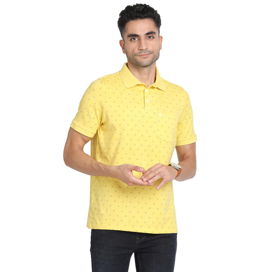 Turtle Men Cotton Stretch Slim Fit Lime Yellow Polo T-Shirt