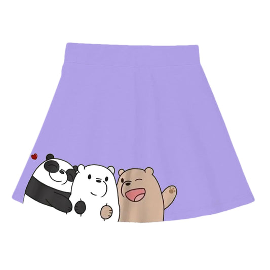 Kyda KidsGirls Cotton Printed Skirt Attached With Inner Lycra Shorts(Pack Of 1) Lavender