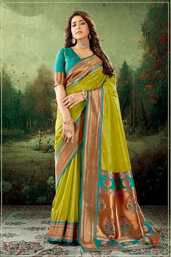 Pujia Mills Women Pure Paithani Soft Saree Banarasi Gold Zari Woven Border Saree For Wedding South Indian Ethnic Wear Saree 2025