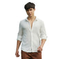 Campus Sutra Mens Daisy White Braille-Stripe Shirt for Casual Wear | Spread Collar | Long Cuffed Sleeves | Button Closure | Shi