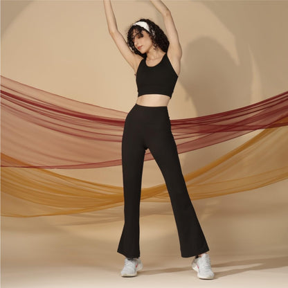 BlissClub Womens The Ultimate Flare Pants Lite| Relaxed Fit High Waist|Ankle Length Pants with Back Pocket