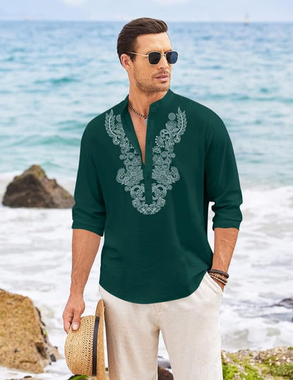 Finivo Fashion MenS Cotton Blend Short Kurta With Full Sleeves And Ethnic Neck Design | Casual Crinkle Texture Kurta With Mandar