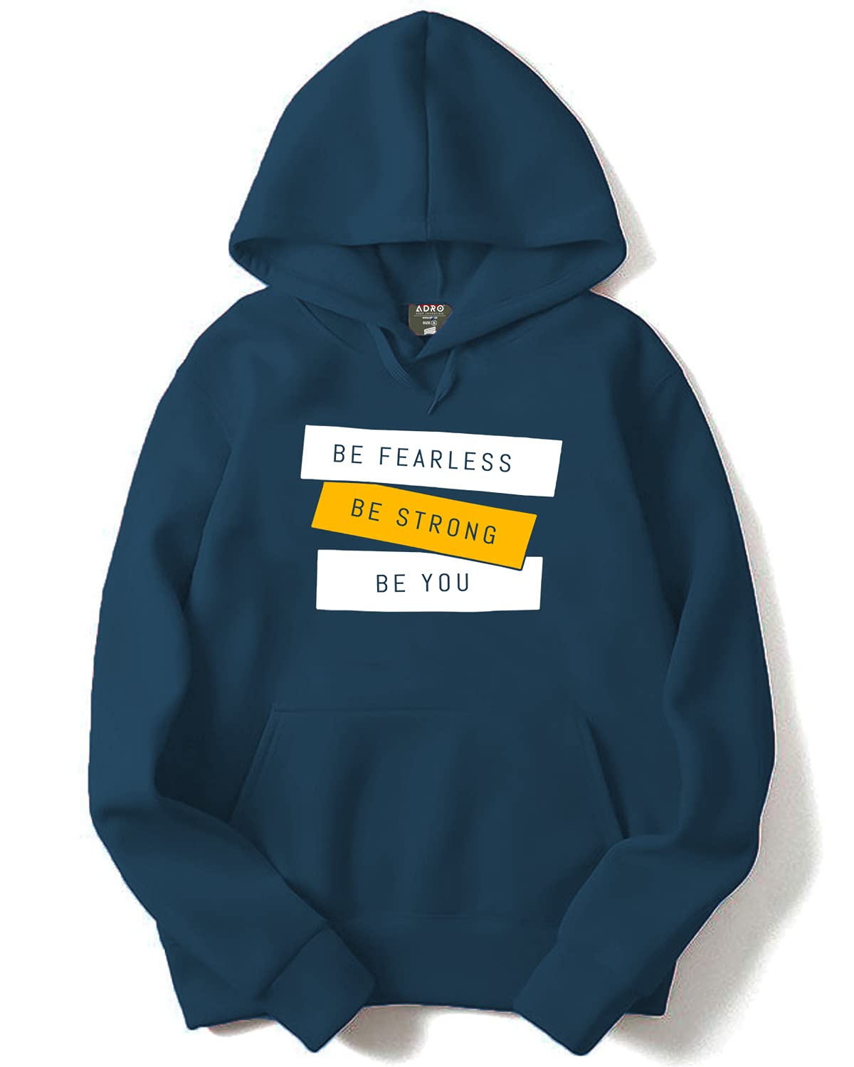 ADRO Men's Cotton Neck Hooded Sweatshirt (H21-M-FEAR-SB_Teal)