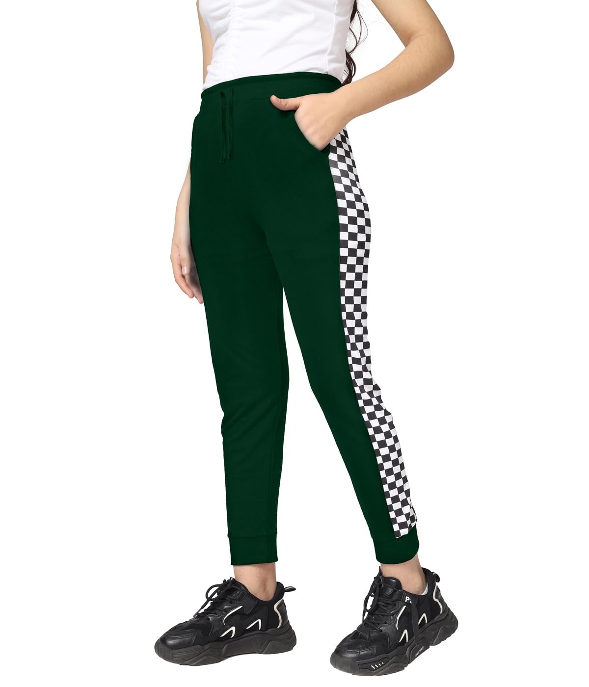 Kyda Kids Girls Cotton Printed Track Pants With Pocket - (Pack Of 1) Darkgreen