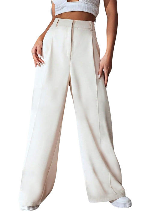 Greciilooks High Waist Trousers For Women  Flared Korean Style Formal Pants | Elegant Workwear For Office, College & Events Crea