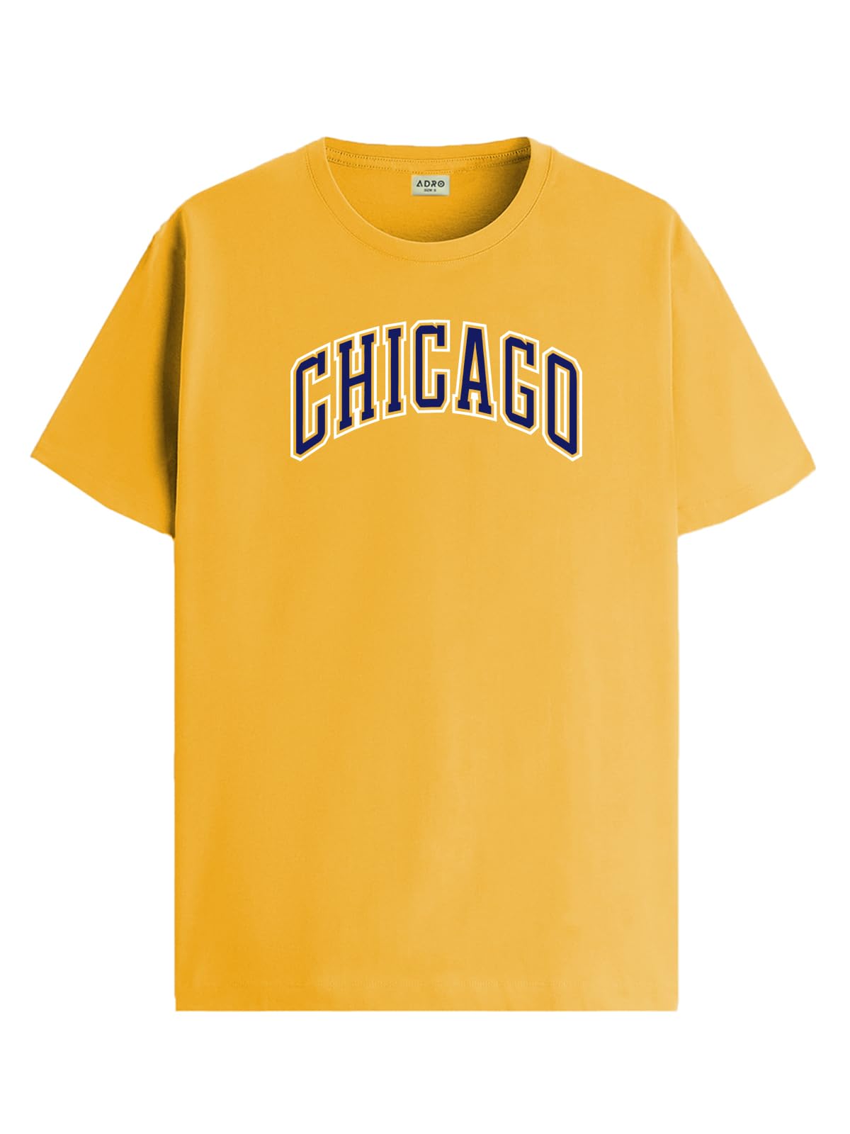 ADRO Mens T Shirt Urban Style Tshirt Printed with Chicago Design Cotton & Eye Catching Print Stylish T-Shirt for Men Mustard Tsh