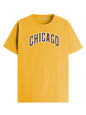 ADRO Mens T Shirt Urban Style Tshirt Printed with Chicago Design Cotton & Eye Catching Print Stylish T-Shirt for Men Mustard Tsh