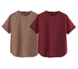 Juneberry Pure 100% Cotton Oversized Loose Baggy Fit Round Neck With Drop Shoulder Cork & Maroon Half Sleeves Boyfriend T-Shirt