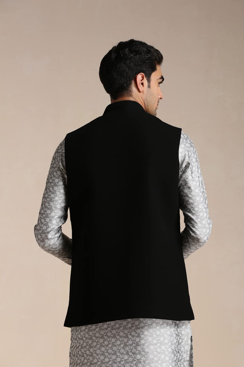 Manyavar MenS Nehru Jacket (Wc0210-310_Black