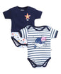 BUMZEE Navy & White Boys Half Sleeves Bodysuit Pack Of 2 Age - 0-3 Months (Peb9494B-nbl.wht)