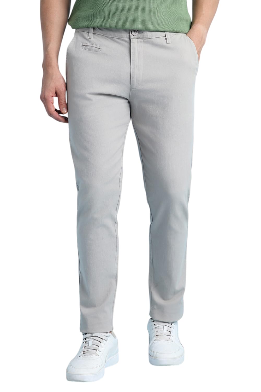 Dennis Lingo Straight fit Cotton Chinos for Men Grey