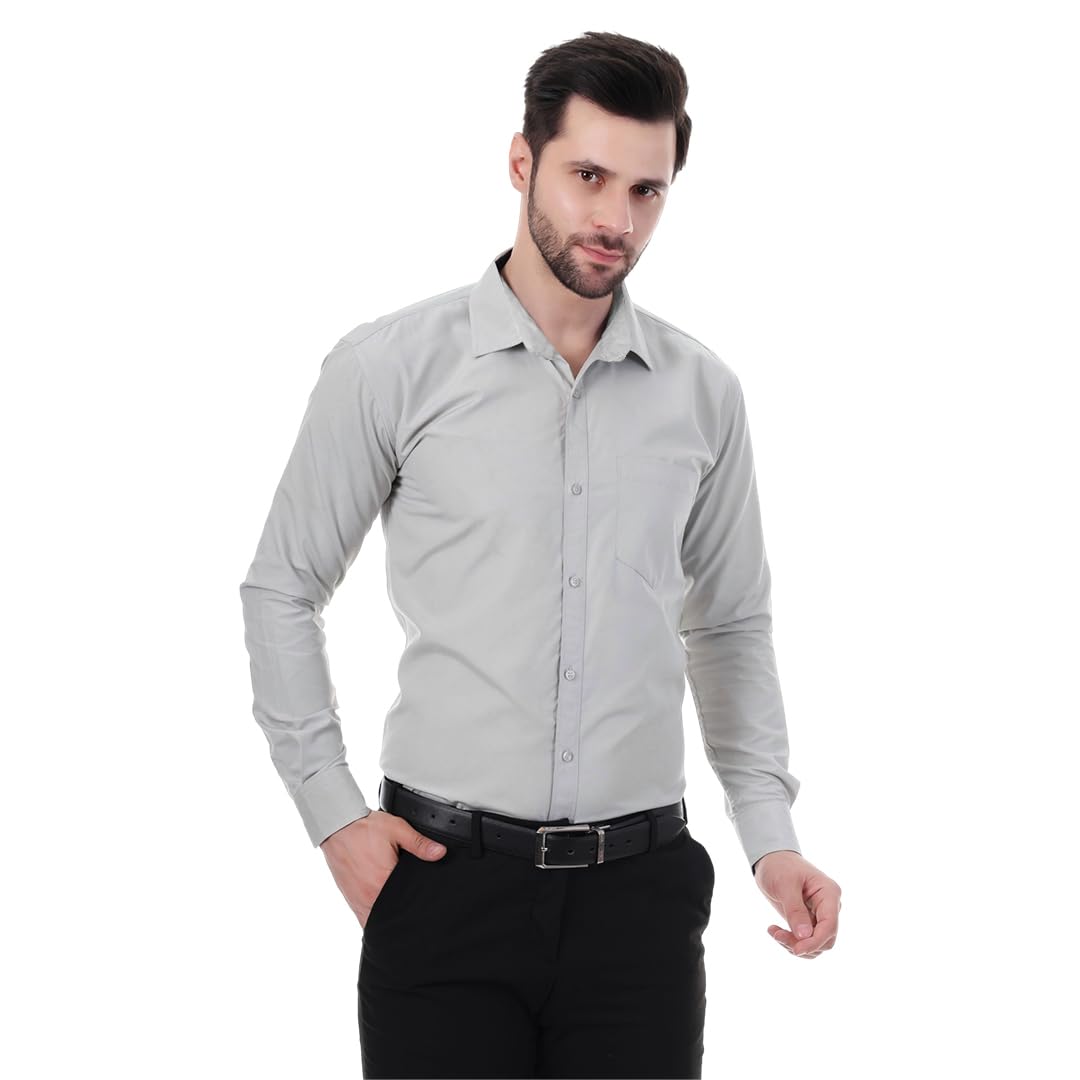 Xjarvis Austin MenS Cotton Blend Shirt |Slim Fit Formal Shirt With Pocket |Plain | Long Sleeve Spread Collar | Casual Wear Regu