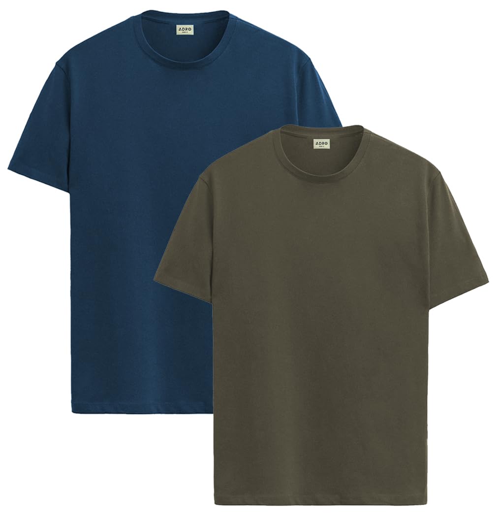 ADRO T Shirts Pack of 2 Mens Tshirts Cotton T Shirts for Men Tshirt T-Shirts Combo T Shirts Tshirts for Men Plain Solid Tshirts