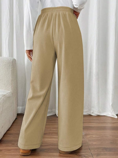 SMOWKLY Authentics Womens Trendy Casual Cotton Blends Stretchable Baggy Loose Trouser with Pockets || High Rise Elastic Waist G