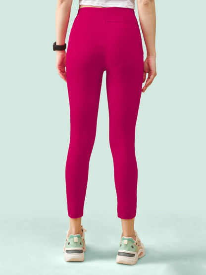Lyra Premium Cotton Lycra High Waist Ankle Leggings For Women