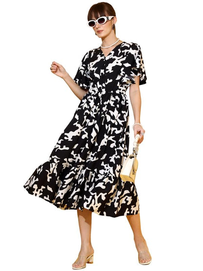 Sheetal Associates WomenS Casual Half Sleeve Crepe Fit And Flare Dress