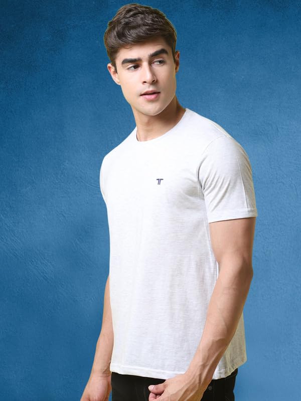 Pinkmint Combo T-Shirt for Men Cotton Blend Casual Half Sleeve T-Shirt l Active wear l Regular Home T-Shirt (Pack of 2) White-Ye
