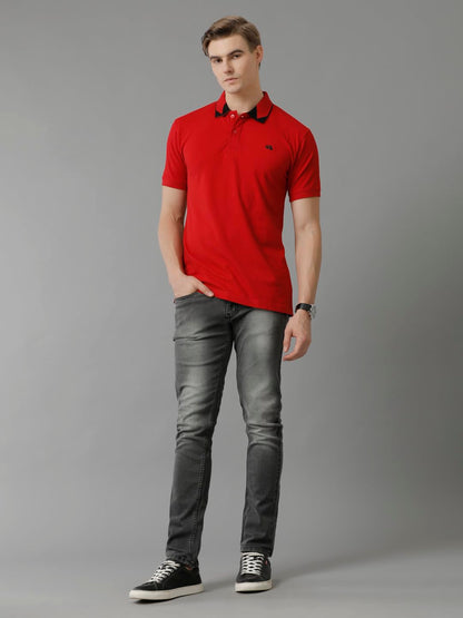 ADRO Premium Cotton Polo for Men (PN23-H-PLN-RD_Red)