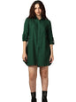 Greciilooks Western Dress For Women| Shirt Collar Solid A-Line Dress| Plus Roll Tab Sleeve Shirt Dress| WomenS Comfort Summer D