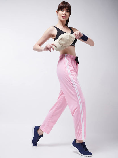 Pivl Striped Womens Baby Pink Track Pant