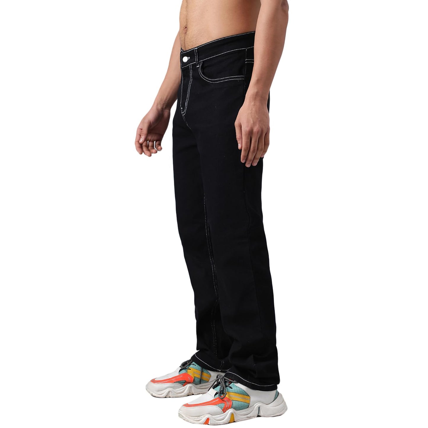Kotty MenS Cotton Lycra Blend Relaxed Fit Mid Rise Jeans Coal Black