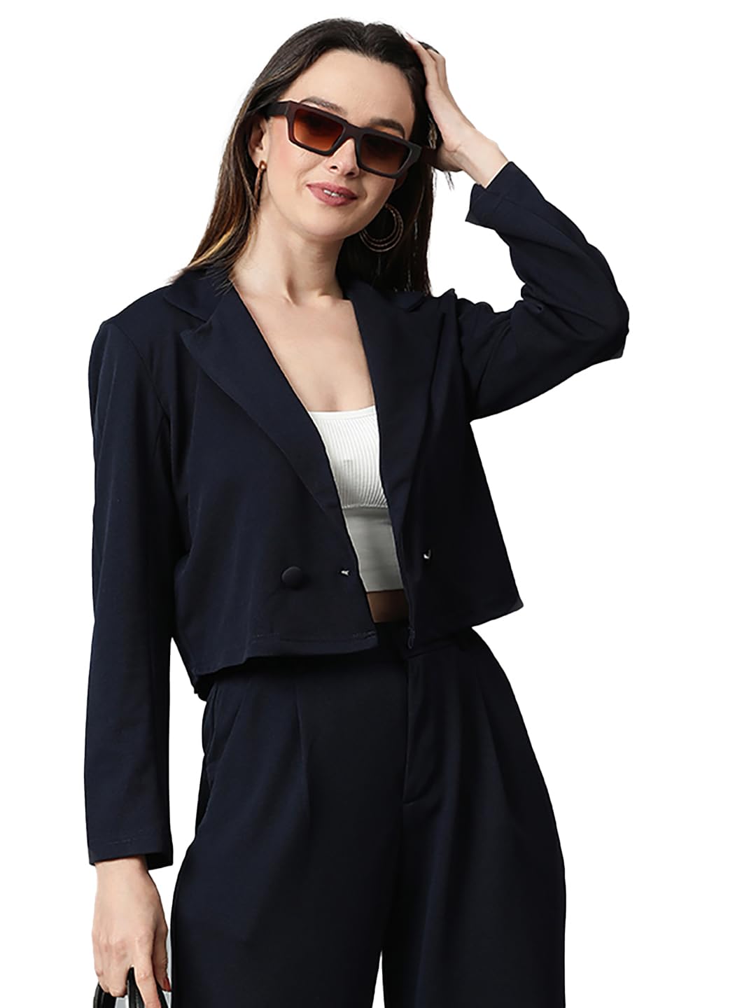Kotty WomenS Solid Single Breasted Casual Blazer Navy Blue