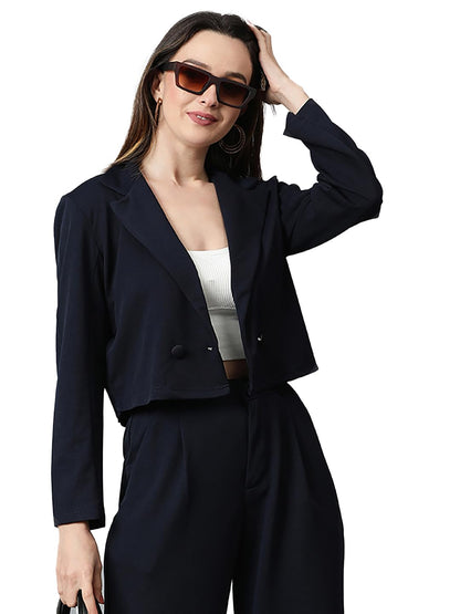 Kotty WomenS Solid Single Breasted Casual Blazer Navy Blue