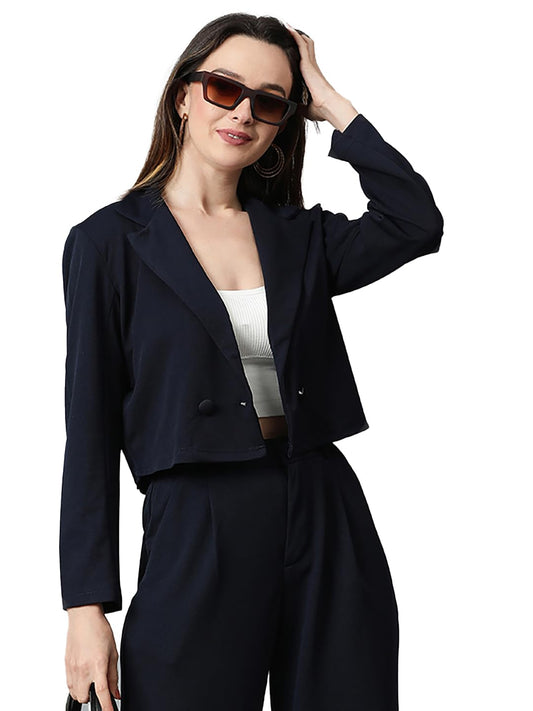 Kotty WomenS Solid Single Breasted Casual Blazer Navy Blue
