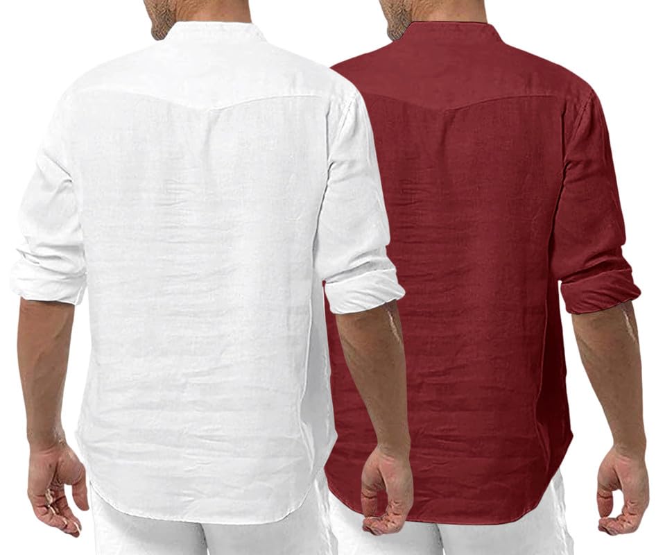 Royalscout MenS Cotton Polyester Blend Solid Regular Fit Full Sleeve Short Kurta | Ethnic, Lightweight Summer Kurta For Daily &