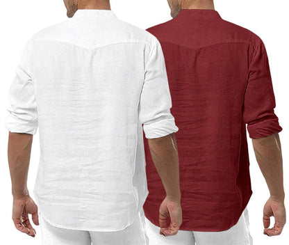 Royalscout MenS Cotton Polyester Blend Solid Regular Fit Full Sleeve Short Kurta | Ethnic, Lightweight Summer Kurta For Daily &