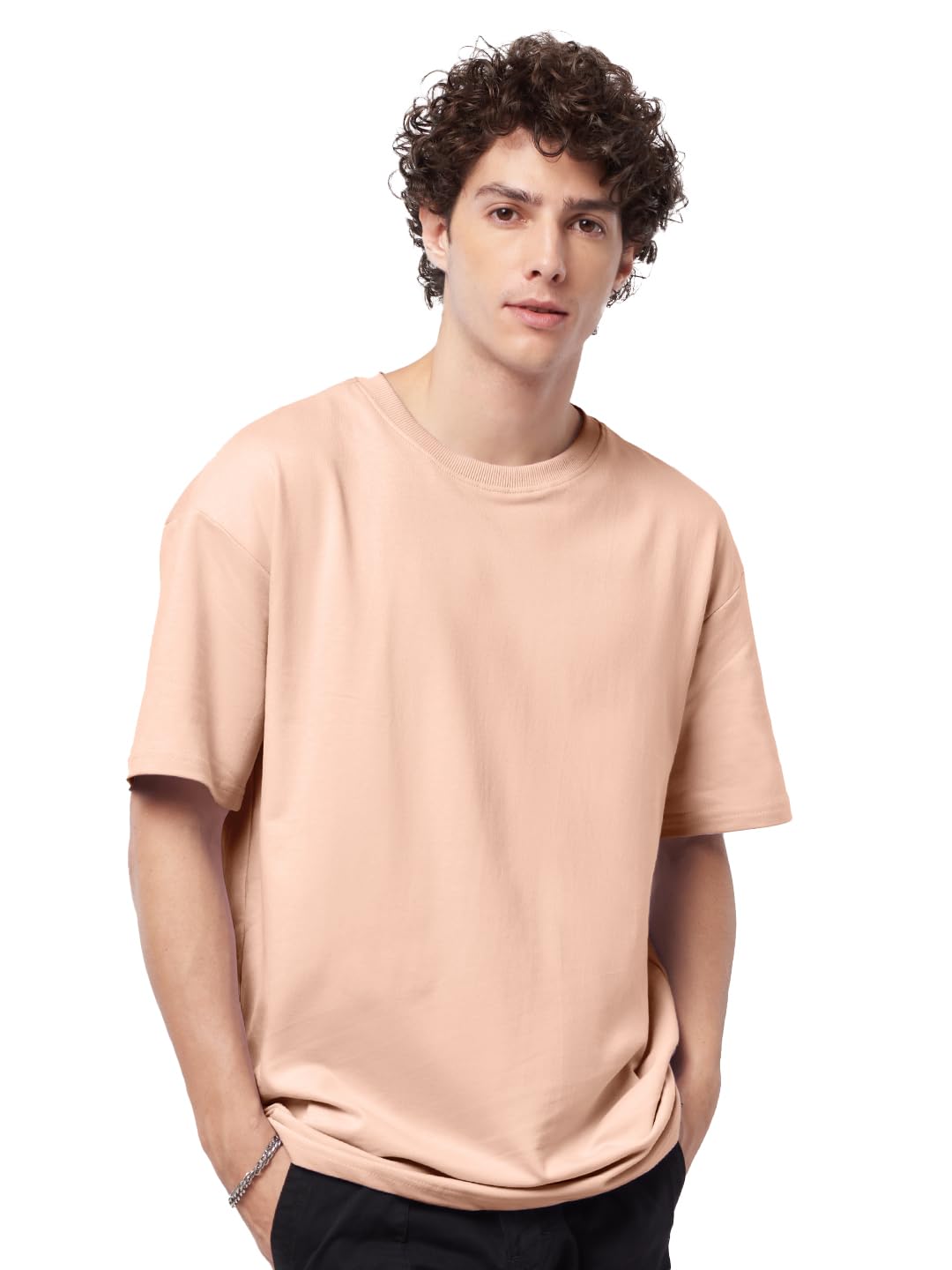 The Souled StoreSolids Oversized: Nude PinkOversized T-Shirts