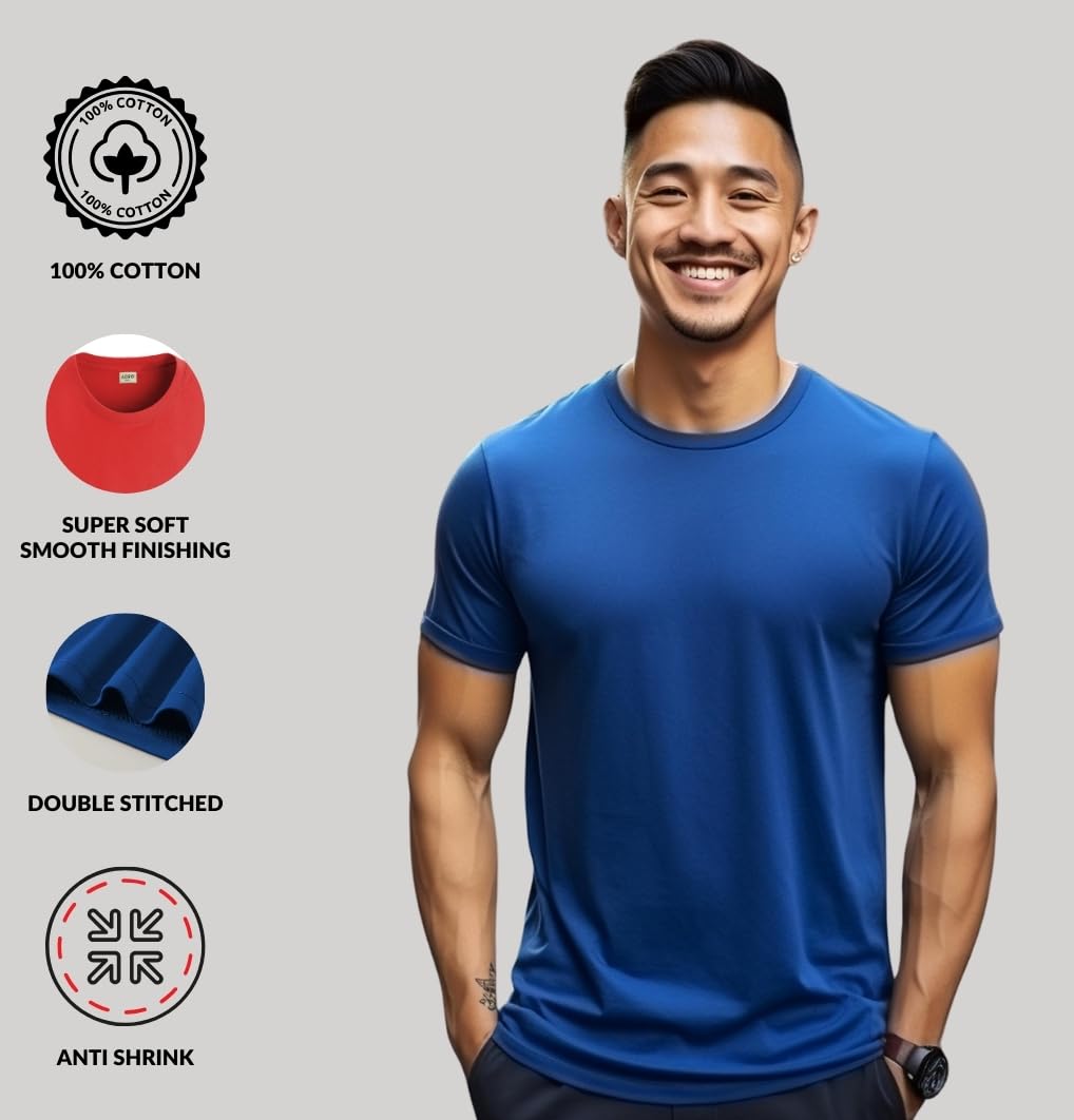 ADRO T Shirts Pack of 2 Mens Tshirts Cotton T Shirts for Men Tshirt T-Shirts Combo T Shirts Tshirts for Men Plain Solid Tshirts