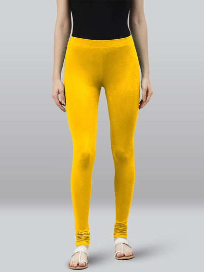 Lyra Premium Viscose Full Length Churidar Leggings For Women Lemon Yellow