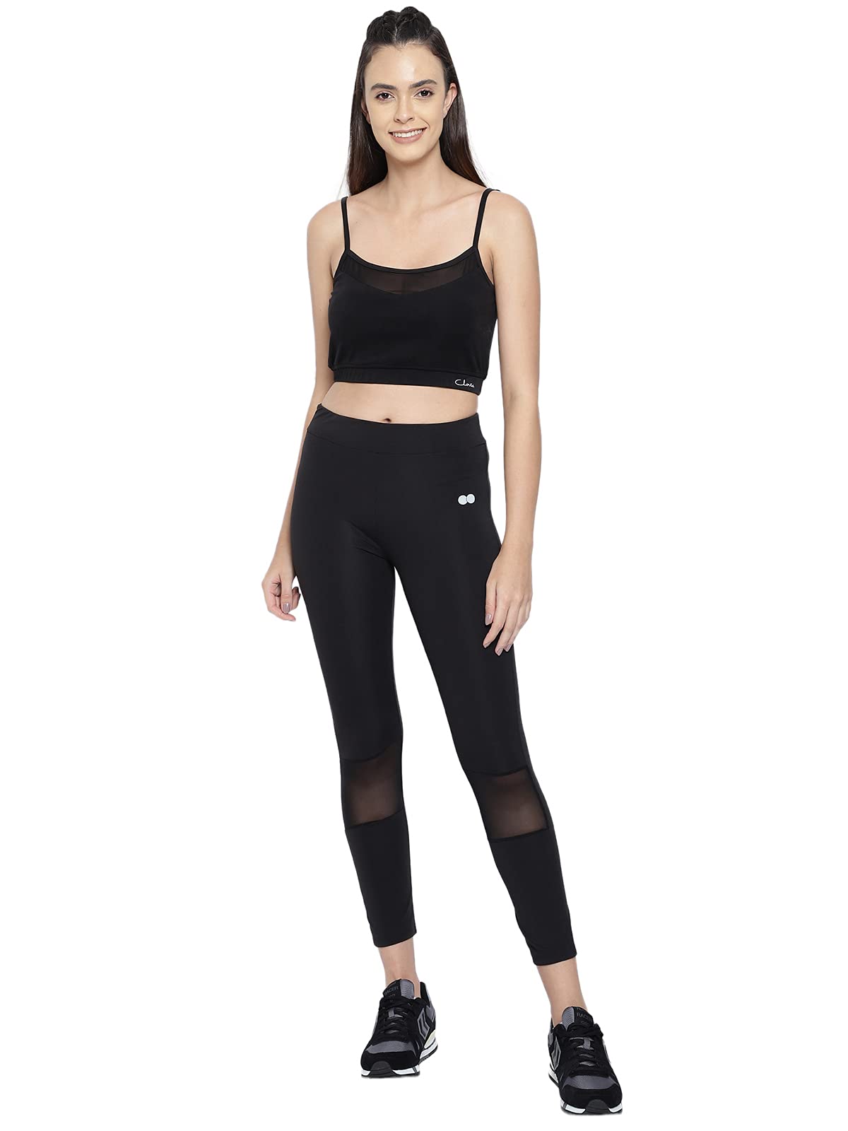 Clovia Womens Cotton Activewear Ankle Length Sports Tights (AB0067A13_Black_XXL)