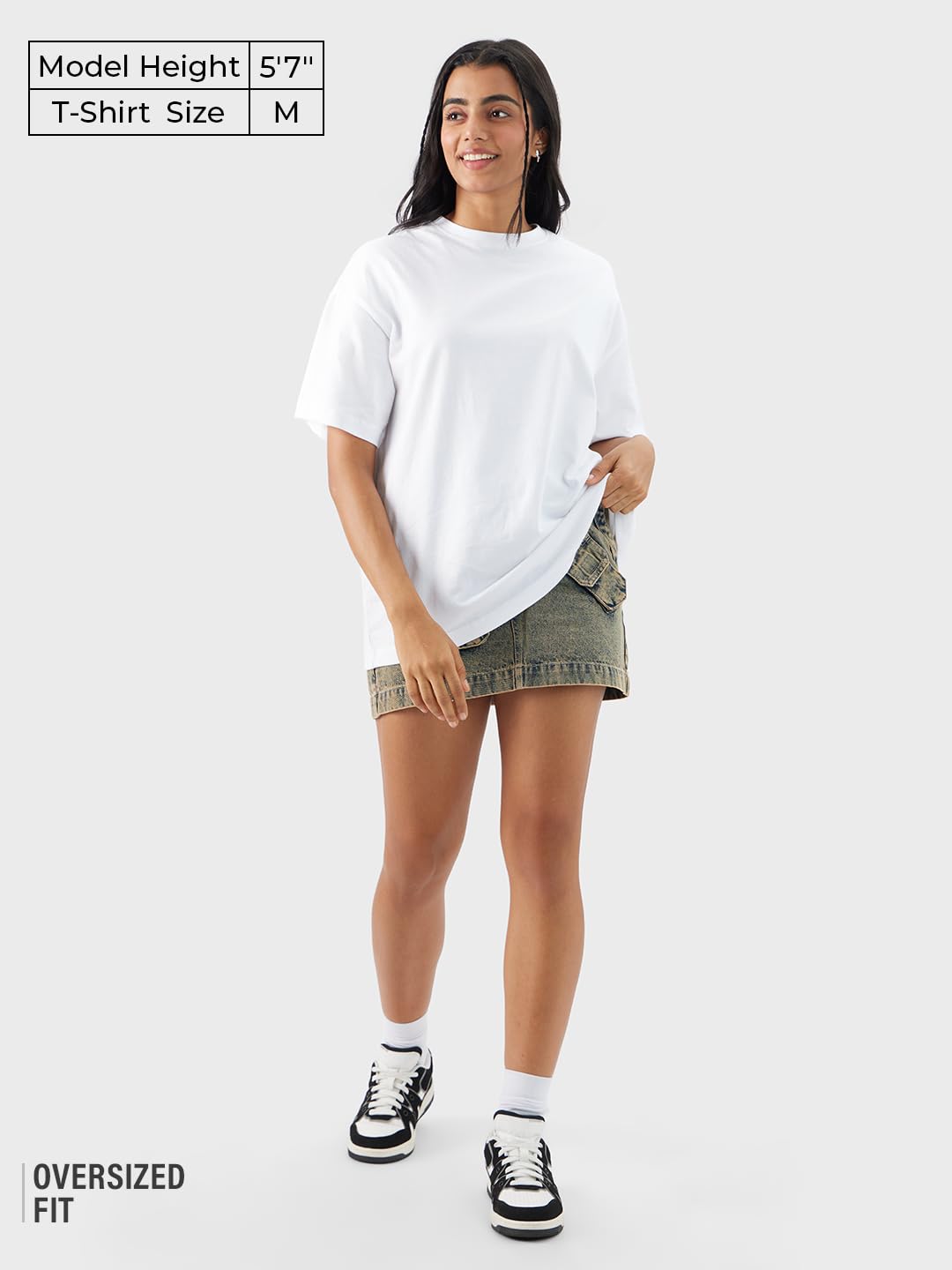The Souled Store Solids: Classic White Women and Girls Short Sleeve Round Neck Cotton Oversized T-Shirts