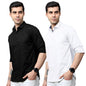 Tee Projekt Cotton Shirt for Men ll Front Pocket Shirt ll Stylish Long Sleeve Shirt ll Soild Regular Fit (Pack of 2) Black-White