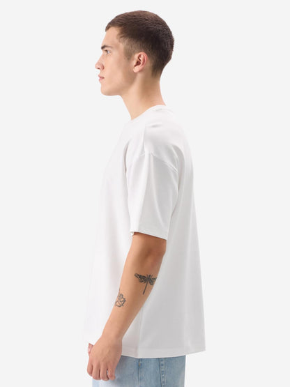 The Souled Store Originals: Just Souled Men and Boys Short Sleeve Round Neck White Cotton Oversize T-Shirt