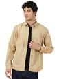 Thomas Scott Mens Beige Smart 100% Cotton Full Sleeves Double Pocket Casual Shirt