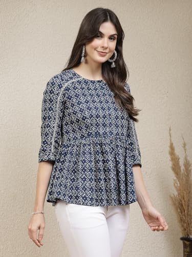 Stylum Womens Ethnic Motif Printed Cotton Peplum Top