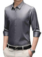 Indoprimo MenS Premium Solid Satin Casual Party Shirt Full Sleeve Darkgrey