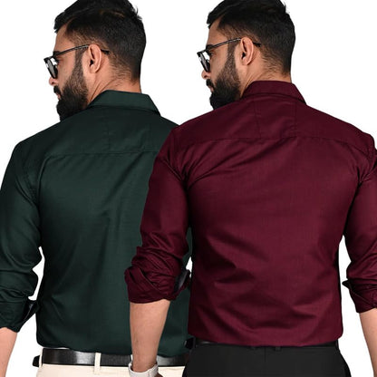 Tee Projekt Shirt for Men Cotton Solid Spread Collor & Long Sleeve with Fnacy Button Ideal for Office Event Party