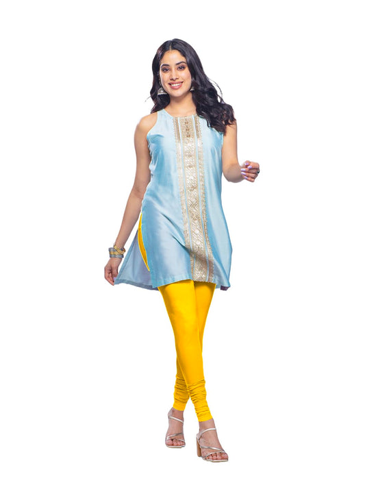 Lyra Premium Viscose Full Length Churidar Leggings For Women Lemon Yellow