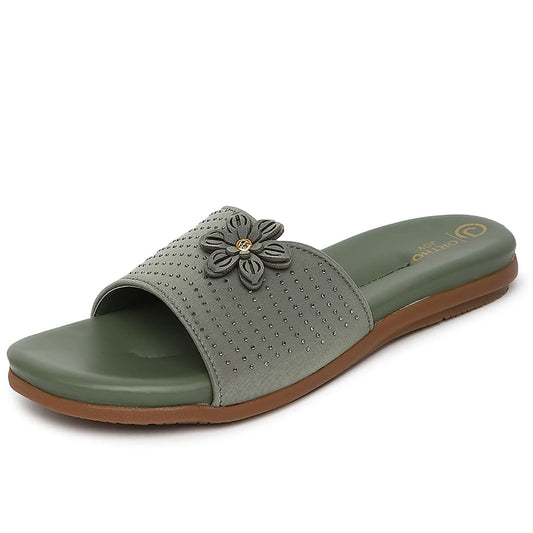 Ortho Joy Fancy Doctor Slipper For Women | Stylish Comfortable Footwear For Women Green Color