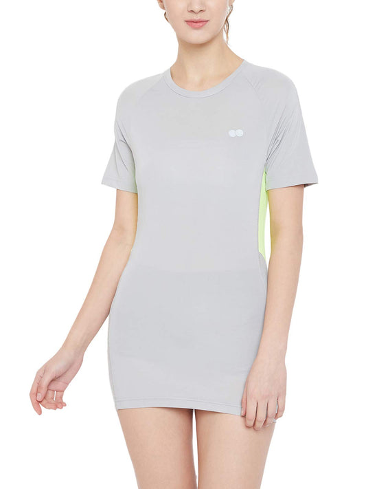 Clovia Womens Polyester Sports Short Sleeve T-Shirt Dress (AT0129P01_Grey_M)