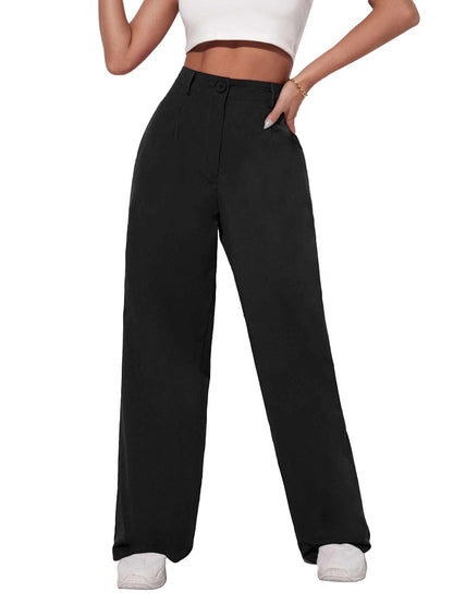 Toochki Womens Regular Fit Elastic Waist Full Length Spandex Formal Trouser for Casual Wear, Office Wear Black