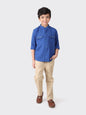 Fabindia Kids Cotton Chinese Collar Shirt Blue_6-8Y