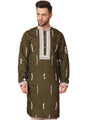 Jompers Mens Collar Chikankari Embroidered Kurta