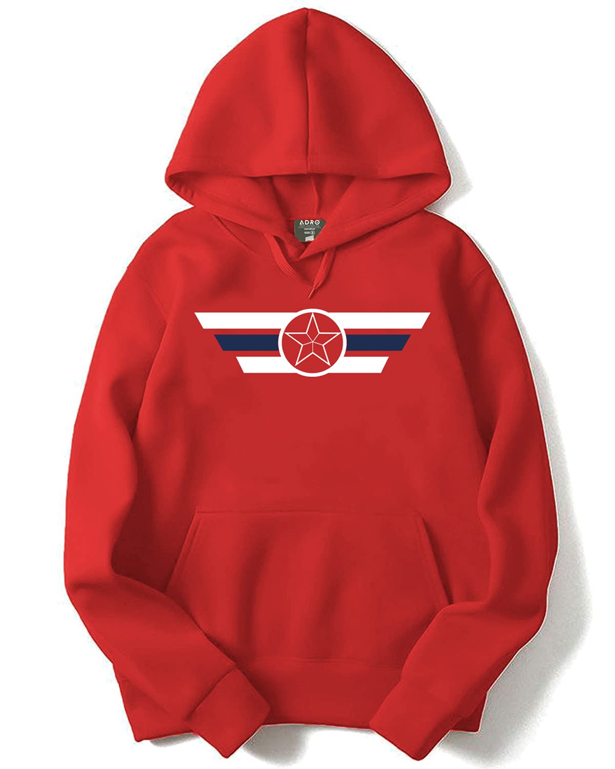 ADRO Men's Cotton Neck Hooded Sweatshirt (H21-M-CAP-RD_Red)