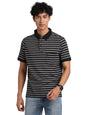 Turtle Men Knitted Slim Fit Black Polo T-Shirt
