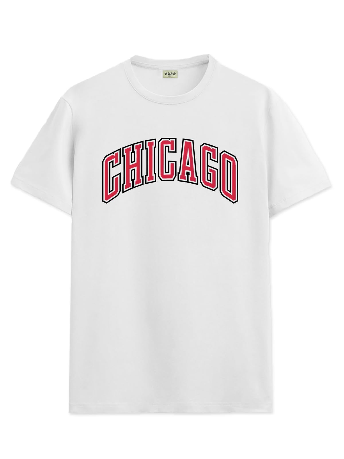 ADRO Mens T Shirt Urban Style Tshirt Printed with Chicago Design Cotton & Eye Catching Print Stylish T-Shirt for Men White Tshir